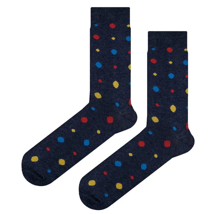 EM Men's Accessories bawełniane szare skarpety w kolorowe grochy.jpg