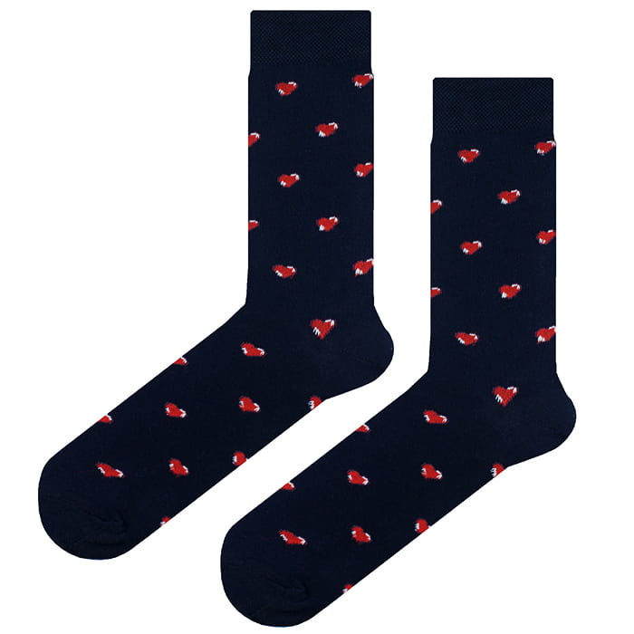 EM Men's Accessories bawełniane granatowe skarpety walentynkowe w serca.jpg