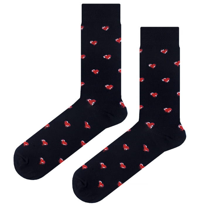 EM Men's Accessories bawełniane czarne skarpety walentynkowe w serca.jpg