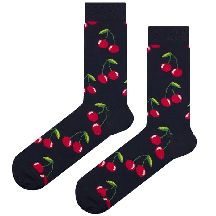 EM Men's Accessories skarpety długie bawełniane w wiśnie czereśnie.jpg