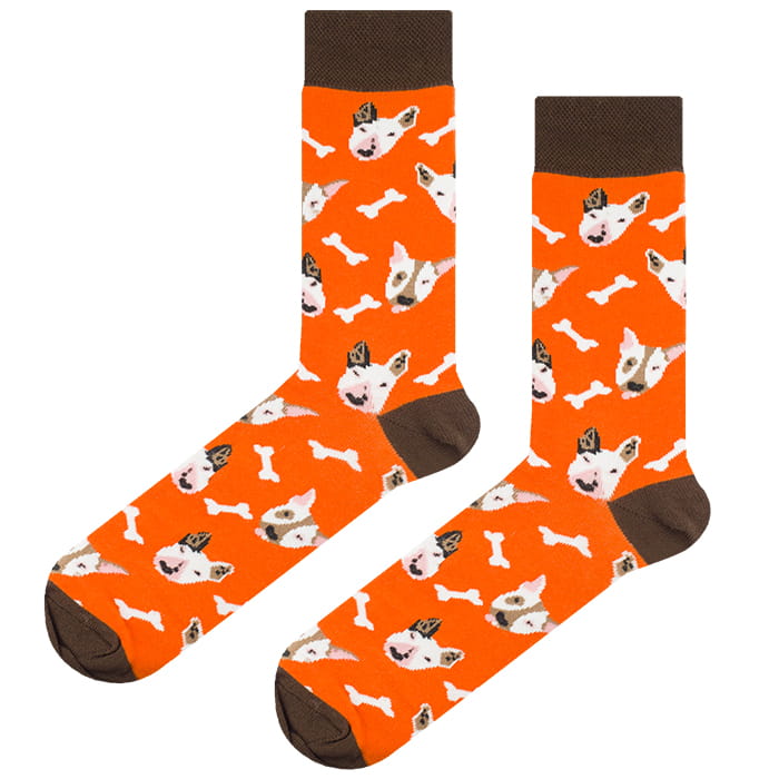 EM Men's Accessories skarpety pomarańczowe bawełniane długie w pieski.jpg