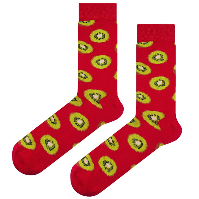 EM Men's Accessories czerwone bawełniane długie skarpety w kiwi.jpg