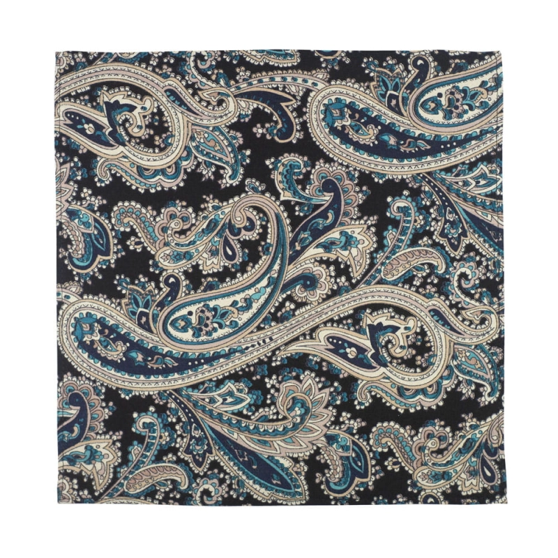 Em Men's Accessories poszetka czarno turkusowa w paisley EM-03-03-136 (1).jpg