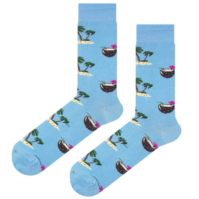 EM Men's Accessories bawełniane skarpetki niebieskie letnie w palmy.jpg