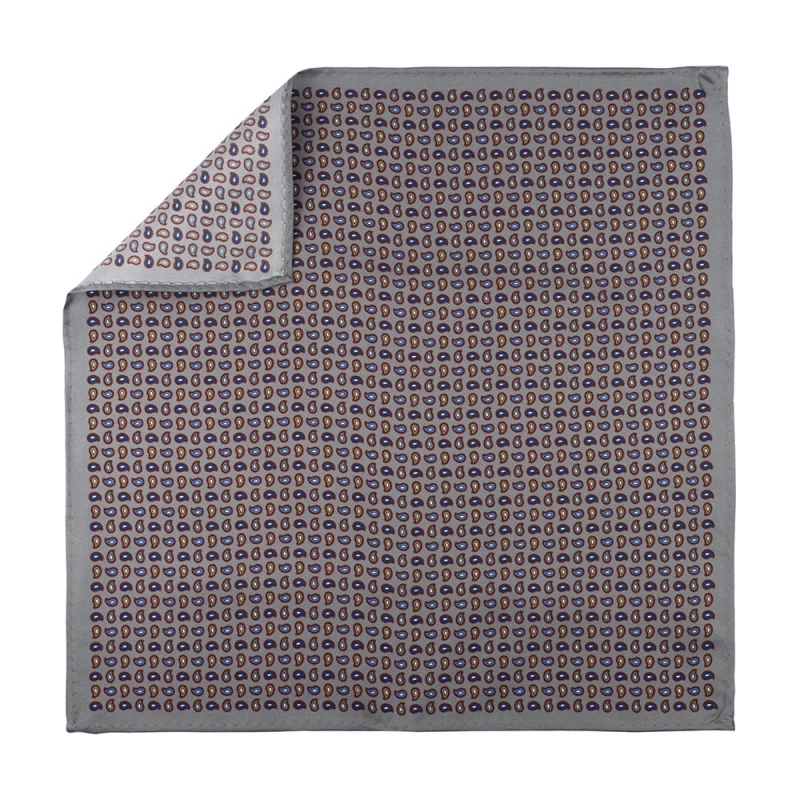 EM Men's Accessories poszetka jedwabna szara paisley.jpg
