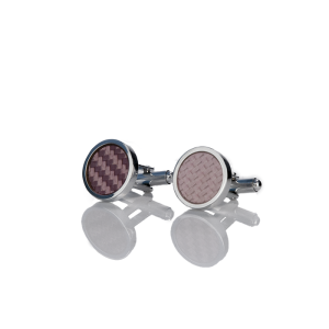 EM Men's Accessories spinki do mankietów srebrno-różowe okrągłe.jpg
