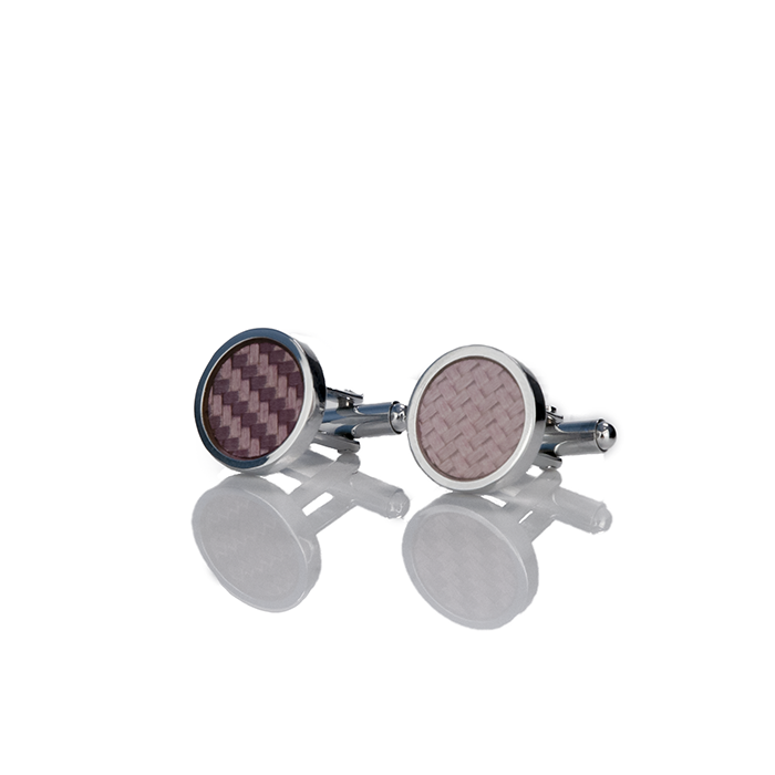 EM Men's Accessories spinki do mankietów srebrno-różowe okrągłe.jpg