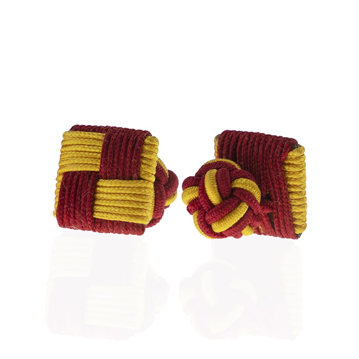 EM Men's Accessories jedwabne spinki do mankietów bordowo-żółte.jpg