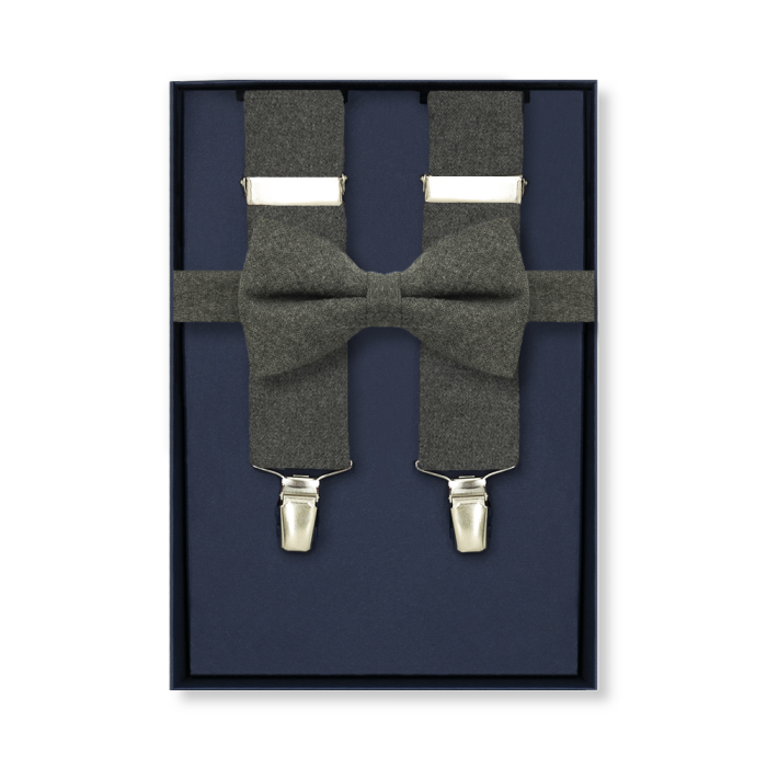EM men's accessories zestaw szelki wełniane+mucha wełniana
