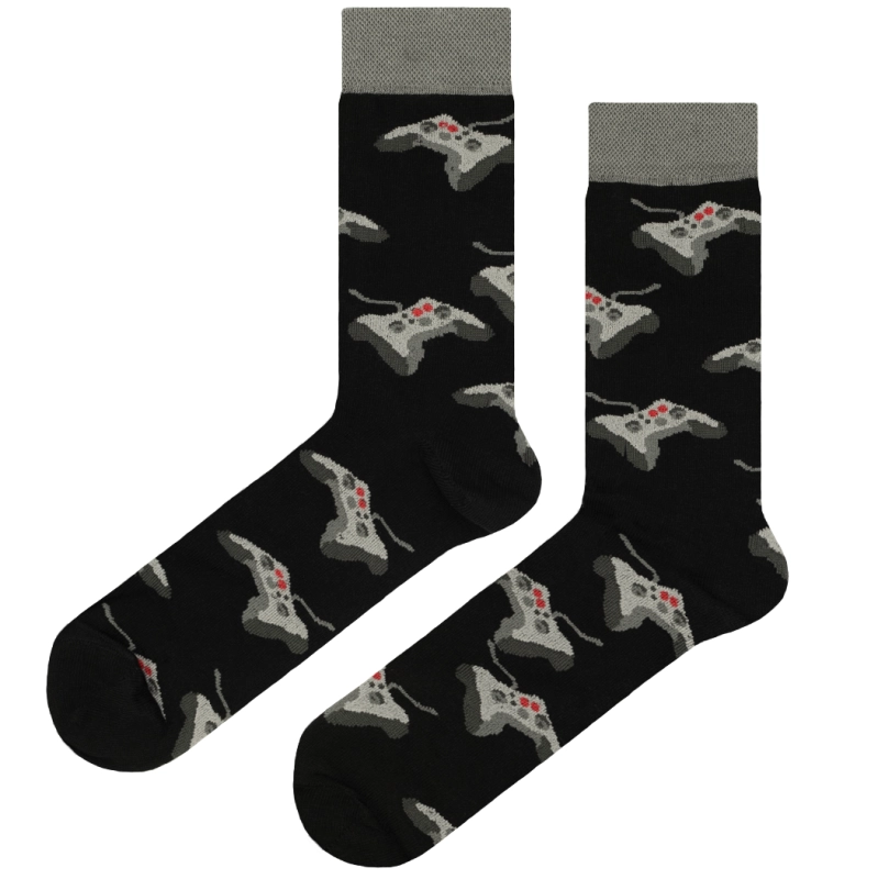 EM Men's Accessories czarne bawełniane skarpetki w pady.jpg