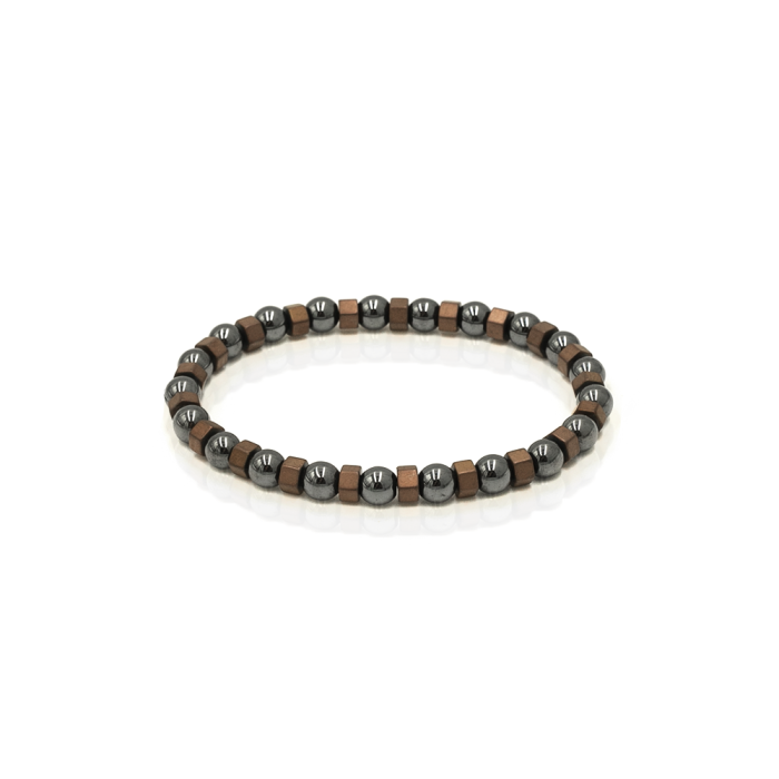 EM men's accessories bransoletka koraliki w kolorze szaro-miedzianym.jpg