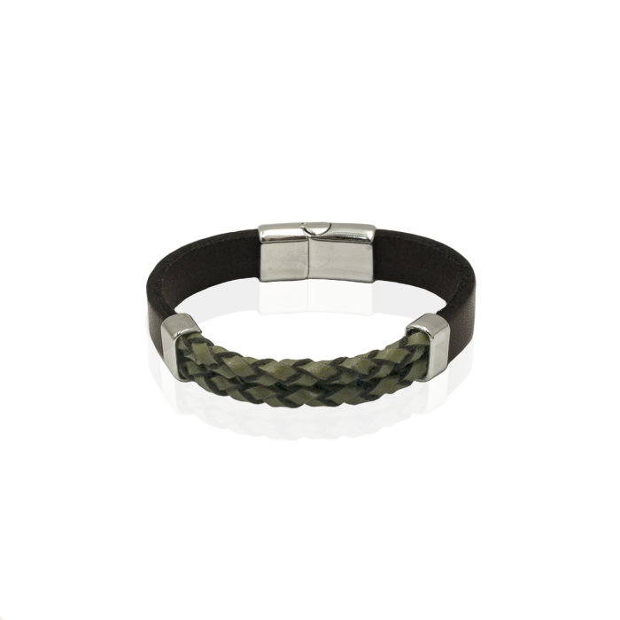 EM men's accessories bransoletka skórzana brązowa-zielona.jpg