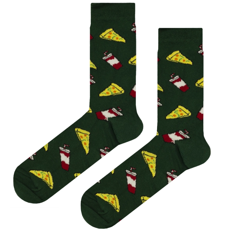 EM men's accessories zestaw ze skarpetkami zielone wzór pizza cola.jpg