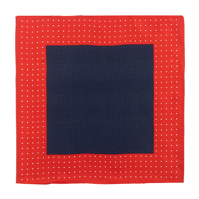 EM Men's Accessories poszetka jedwabna granatowa gładka czerwona kropki.jpg