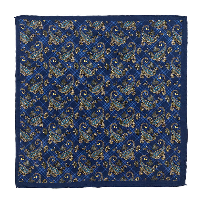 EM Men's Accessories poszetka jedwabna granatowa paisley.jpg