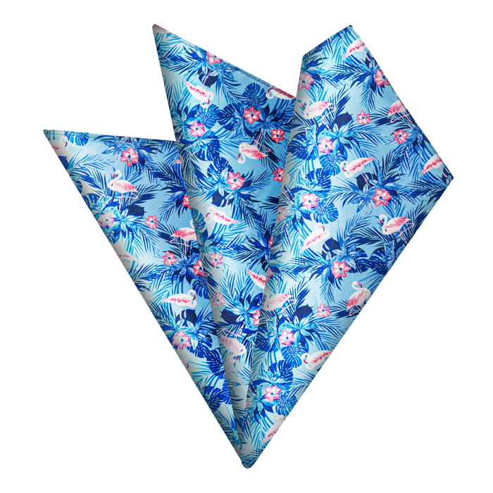 EM men's accessories Poszetka niebieska we flamingi jedwabna.jpg