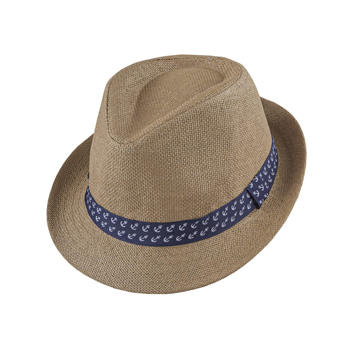 kapelusz letni em mens accessories trilby brązowy w kotwice