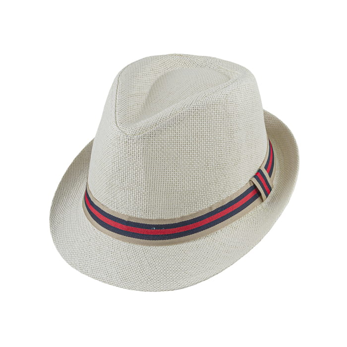 kapelusz letni em mens accessories trilby kremowy w paski
