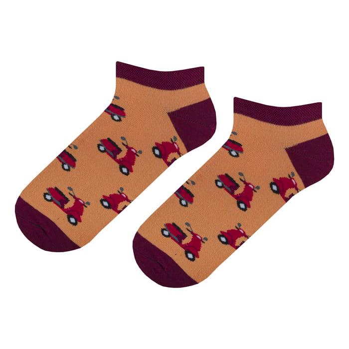 EM Men's Accessories krótkie bawełniane pomarańczowe skarpetki w skutery.jpg