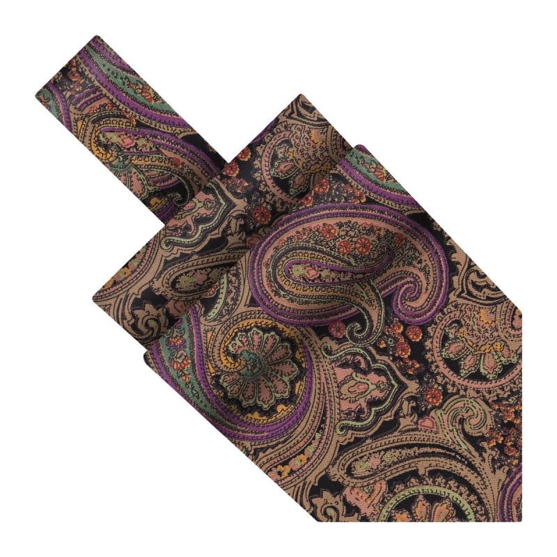 fular bawełniany em mens accessories czarny brązowe paisley