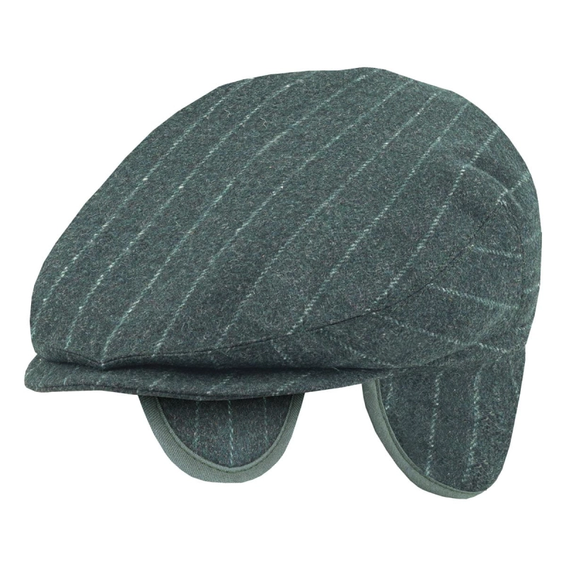 em mens accessories kaszkiet nauszniki peaky blinders paski butelkowa zieleń - cyklistówka -