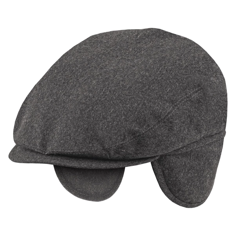 em mens accessories kaszkiet nauszniki peaky blinders melanżowy szary - cyklistówka -