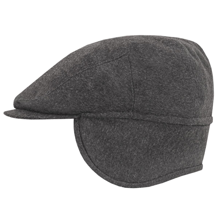 em mens accessories kaszkiet nauszniki peaky blinders melanżowy szary - cyklistówka -