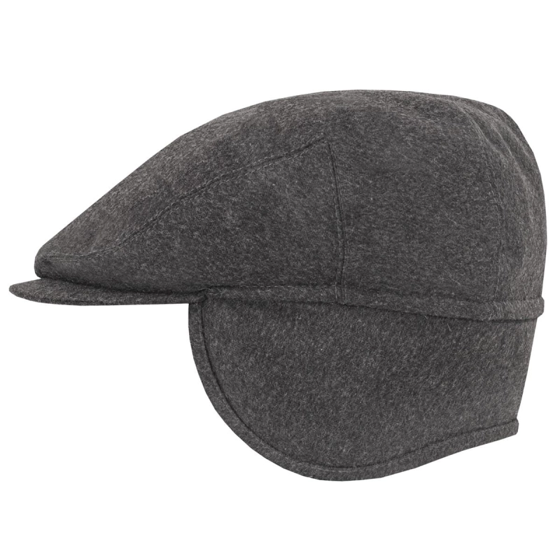em mens accessories kaszkiet nauszniki peaky blinders melanżowy szary - cyklistówka -
