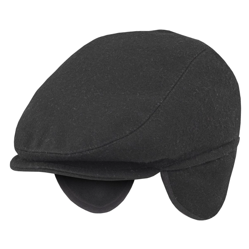 em mens accessories kaszkiet nauszniki peaky blinders GŁADKI CZARNY - cyklistówka -