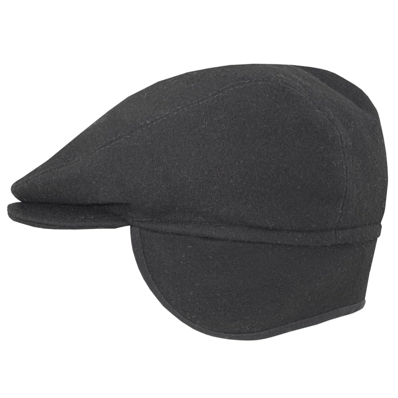 em mens accessories kaszkiet nauszniki peaky blinders GŁADKI CZARNY - cyklistówka -