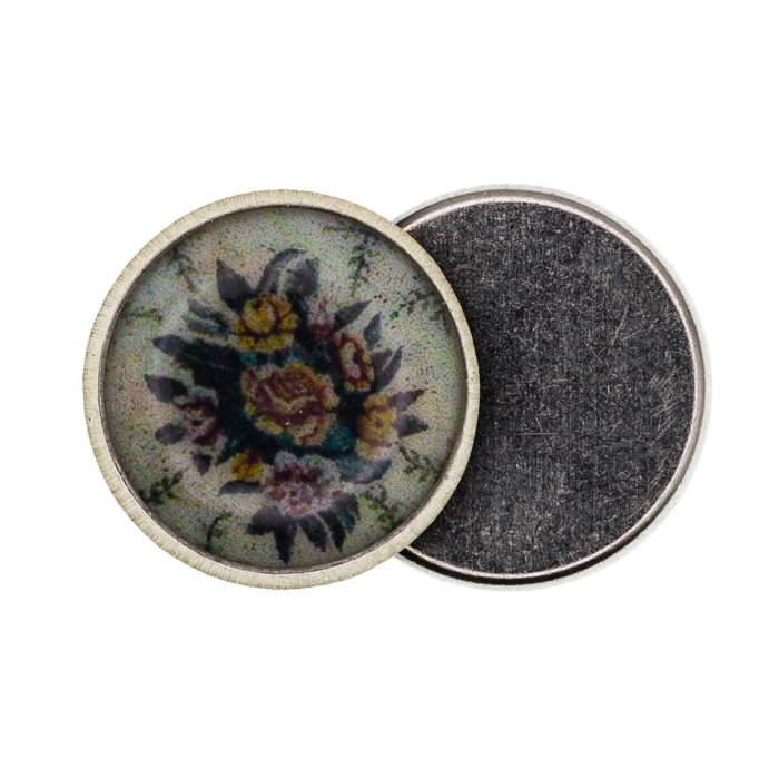 Wpinka / pins na magnes - okrągły floral kwiaty