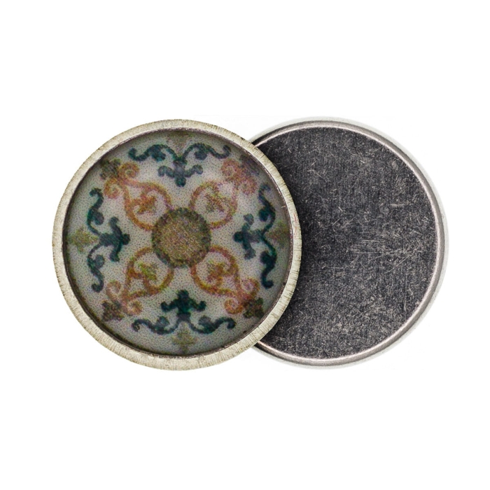 Wpinka / pins na magnes - okrągły beżowy mandala