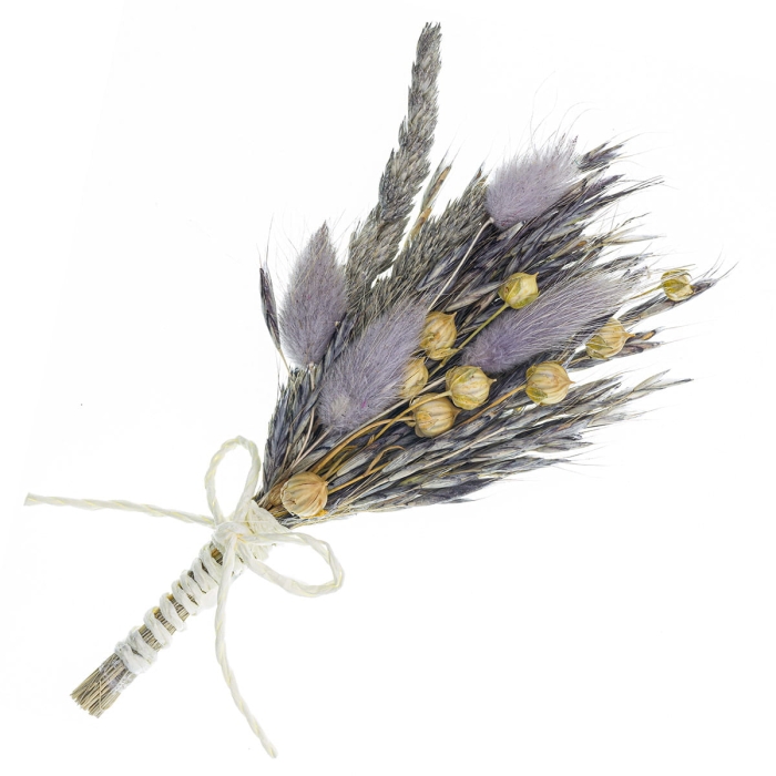 Wpinka / pins do butonierki BOHO wrzosowy - wykonany z suszonych kwiatów / suszków