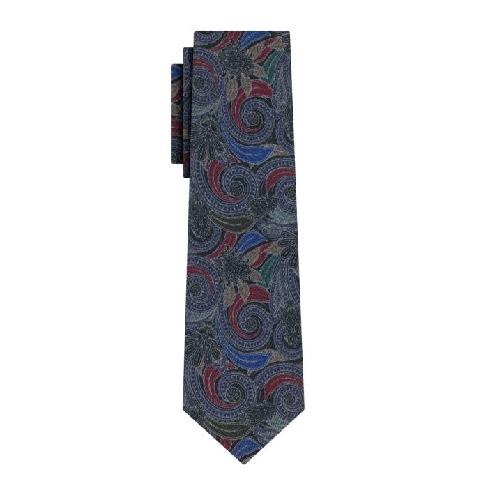 Krawat matowy granatowy w paisley