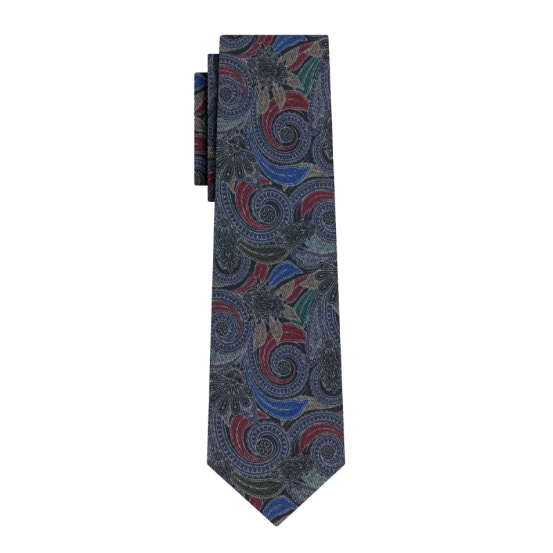 Krawat matowy granatowy w paisley