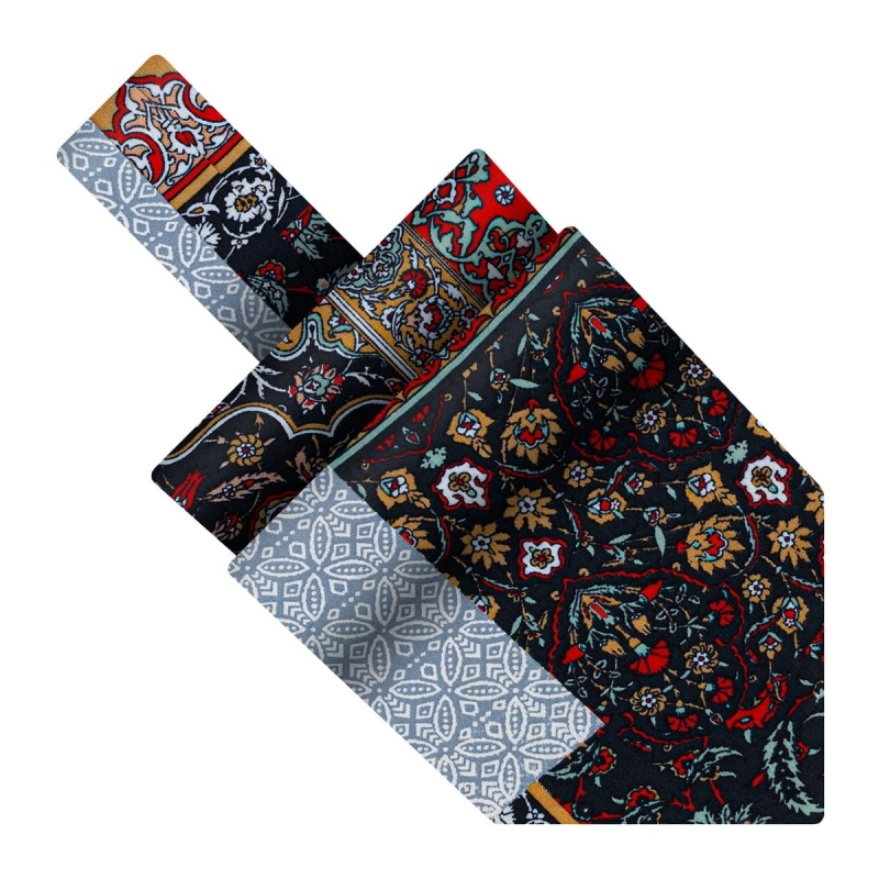 Fular bawełniany grafitowy w kwiatki i wory / patchwork