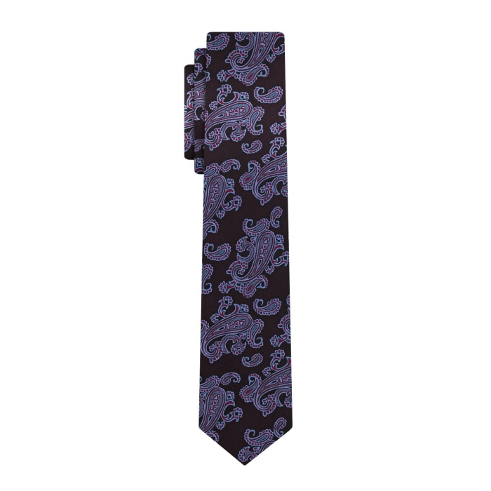 Krawat bordowy w niebieskie paisley