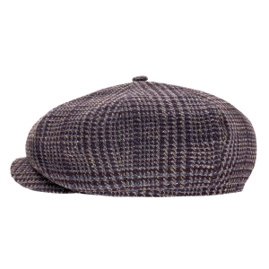 Kaszkiet wełniany w stylu Peaky Blinders - cyklistówka - kolor brązowo-bordowy w kratę
