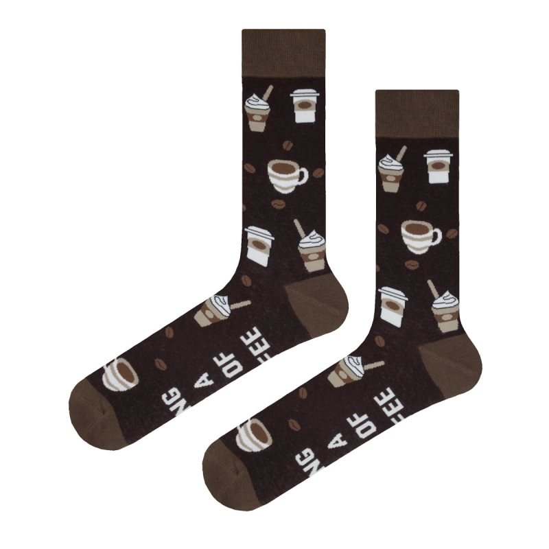 Skarpety kolorowe - brązowe - w kawę / cappuccino