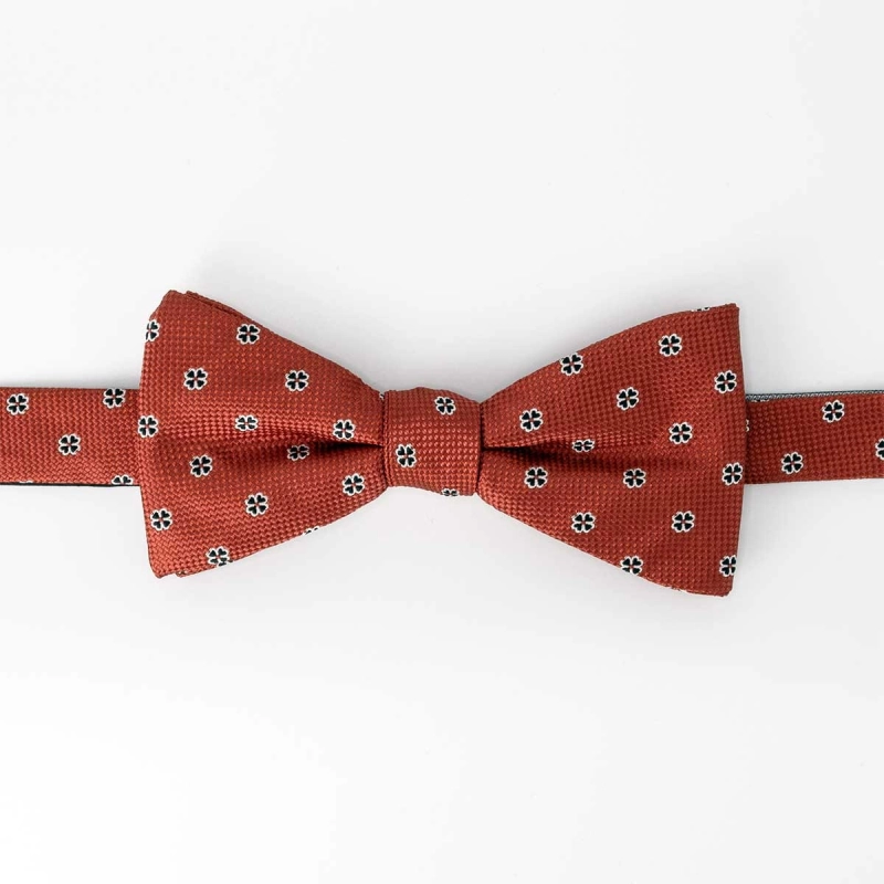Mucha pre-tied wiązana bordowa / ceglasta w kwiatki EM