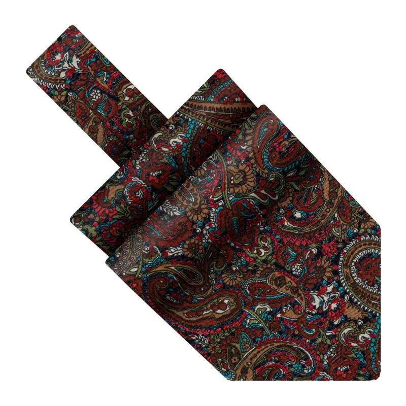 Fular bawełniany brązowy-khaki w paisley