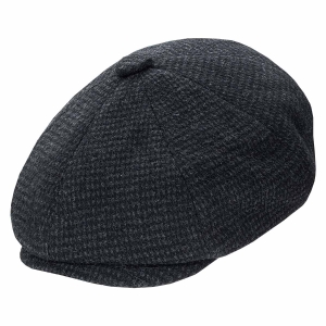 Kaszkiet wełniany w stylu Peaky Blinders - cyklistówka - kolor czaro-szary w jodełkę EM