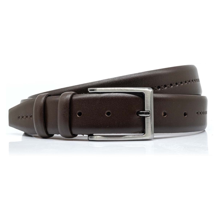 Pasek casualowy - elegancki skóra naturalna w kolorze brązowym