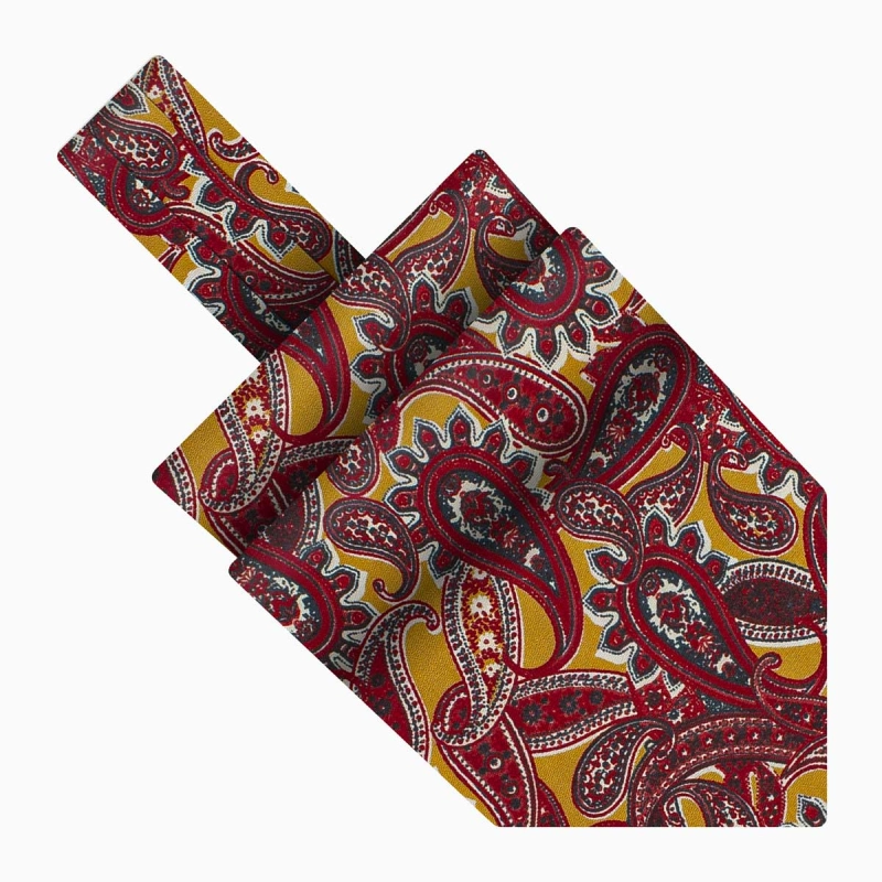 Fular bawełniany musztardowo-czerwony w paisley