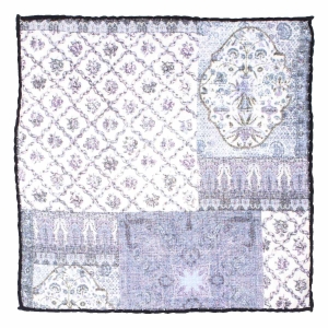 Poszetka wełniana / z wełny - fioletowo-niebieska - patchwork