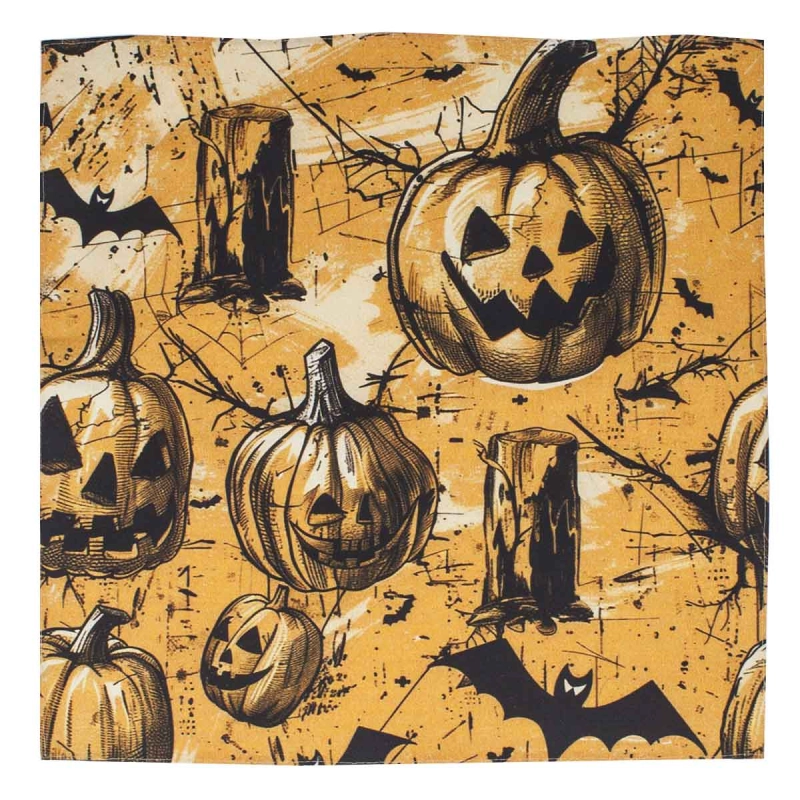 HALLOWEEN - Poszetka bawełniana pomarańczowa w dynie