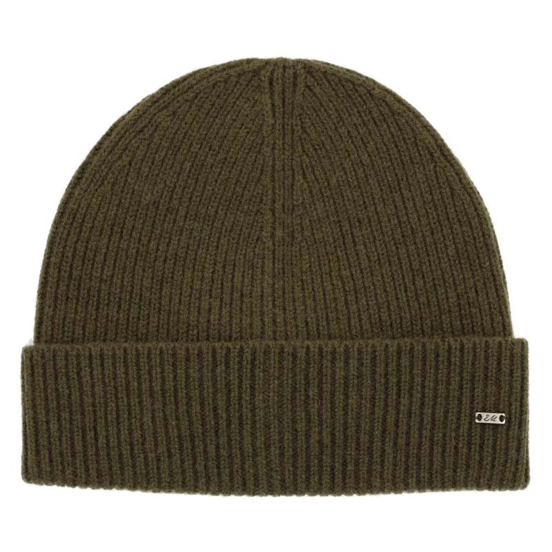 Czapka zimowa wełniana khaki - zgniła zieleń - wełna Merino / Merino wool EM