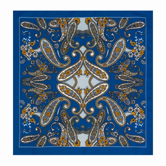 Poszetka klasyczna niebieska / granatowa w paisley i wzory