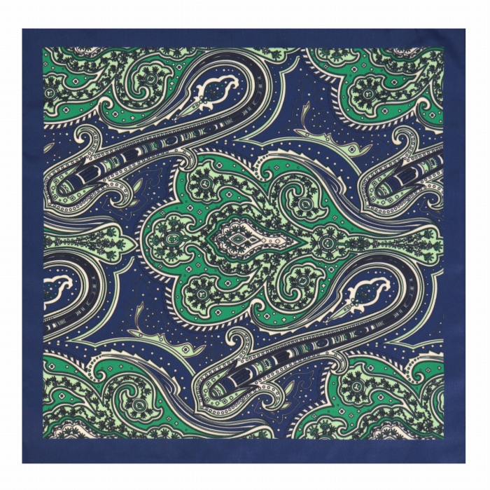 Poszetka klasyczna grantowo - zielona w paisley i wzory