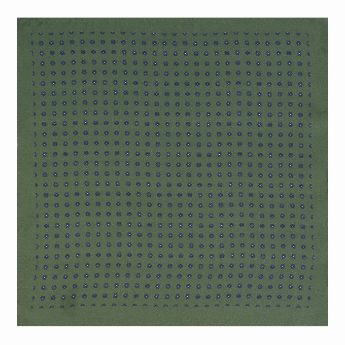 Poszetka jedwabna klasyczna zielona w mikrowzór / kwiatki EM